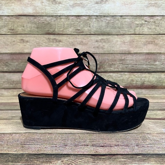 Aquazzura Black Suede Roma Platform Sandals - Picture 3 of 8